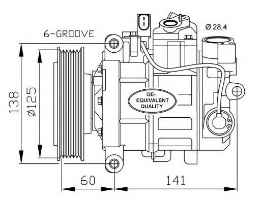 Компресор кондиціонера Audi A6 2.8-3.2 FSI 06-/PV6/d125/L57