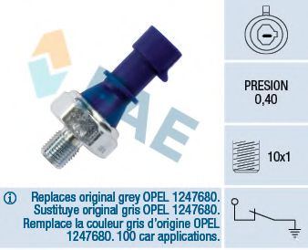 !0.4bar! Датчик тиску масла (синій) Opel Agila, Astra H, Corsa D, Insignia, Meriva, Tigra, Zafira 1.0-1.8 09.00-