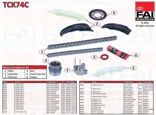 К-кт ланцюга ГРМ (верх і низ) BMW 1(E81,E87)/3(E46/E90)/5(E60,E61)/7(E65,E66)/X3(E83)/X5(E53) 1.8D/2.0D/3.0D 04- (2ланц., 2 шестерні,сальник)