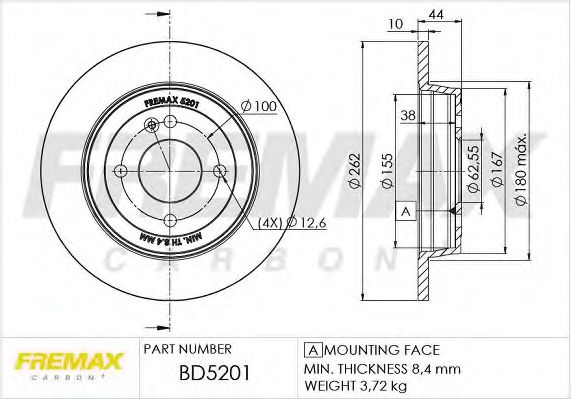 Диск гальмівний зад.  (262mmx10mm) HYUNDAI ACCENT IV, I20, I30; KIA RIO  04.11-