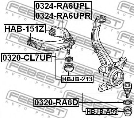 FEBEST - 0320-RA6D - Кульова опора перед. нижня Honda Accord IV/V/VI/Rover 600 1.6i-3.0 V6 24V 92-04