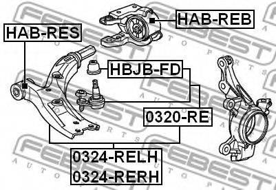 FEBEST - 0324-RELH - РЫЧАГ ПЕРЕДНИЙ ЛЕВЫЙ HONDA CR-V RE3/RE4 2007-2012