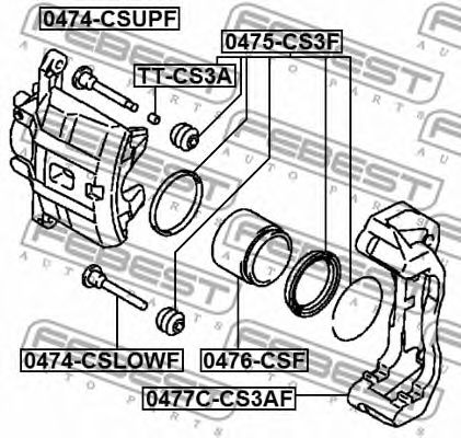 FEBEST - 0474-CSLOWF - Направляюча втулка супорта нижня Mitsubishi Lanser 02-