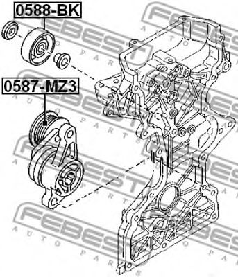 FEBEST - 0588-BK - Ролик паска приводного Mazda 2 1.3I, 1.5I 2011/05-, 3 (Bk) 1.6 03-09