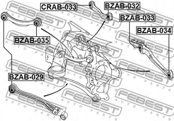 FEBEST - BZAB-035 - С/блок важеля зад. MB CLS (C219), E T-MODEL (S211), E (W211), SL (R230) 1.8-6.2 10.01-01.12