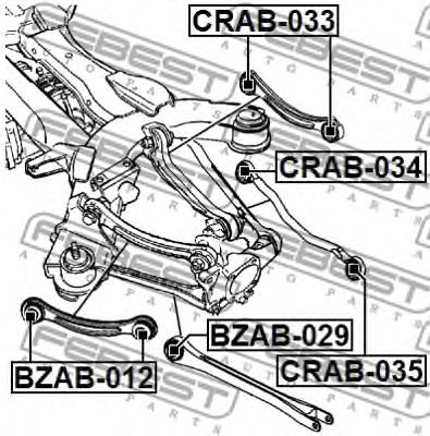 FEBEST - CRAB-033 - Сайлентблок задньої балки 40.4х12х38.7  DB CLS (C219), E T-MODEL (S211), E (W211), SL (R230) 1.8-5.5 10.01-01.12