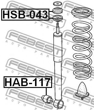 FEBEST - HAB-117 - САЙЛЕНБЛОК ЗАДНЕГО АМОРТИЗАТОРА (HONDA HR-V GH1/GH2/GH3/GH4 1998-2005) FEBEST