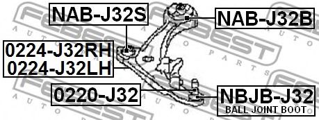 FEBEST - NAB-J32S - С/блок передній важеля переднього Nissan Juke, Leaf 1.2-Electric 06.10-; Altima, Maxima VII, Murano II, Pathfinder IV, Teana II, Teana III 2.0-3.5 10.06-