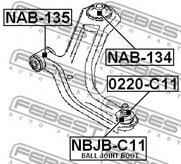 FEBEST - NBJB-C11 - Пильовик кульової опори переднього нижнього важеля Nissan Tiida C11 05-