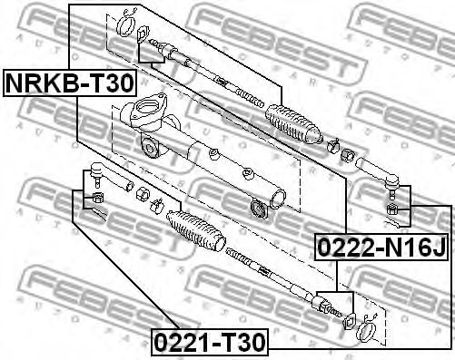 FEBEST - NRKB-T30 - Пильовик кермової рейки (188mm 15mm/47mm) Jeep Compass, Infiniti Fx; Nissan Almera Tino, X-Trail 2.0-4.5 08.00-01.13