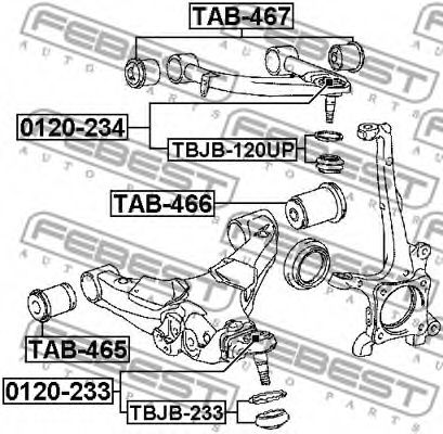 FEBEST - TAB-466 - С/блок важеля перед. ниж. лів./прав. Toyota Land Cruiser LC200 / Lexus LX570 07-