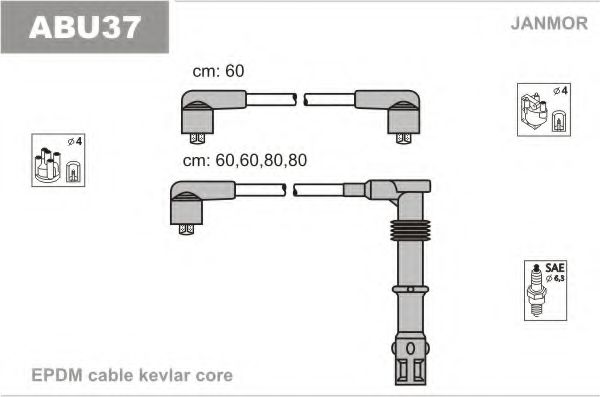 JANMOR - ABU37 - Провода В/В (каучук Kevlar) VW Passat 1.8/2.0 16V -96