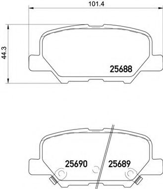 Гальмівнi колодки дисковi задні  Citroen C4 Aircross; Mazda 6, 6/Kombi; Mitsubishi Asx, Eclipse, Outlander Iii; Peugeot 4008 1.5-3.0 02.10-