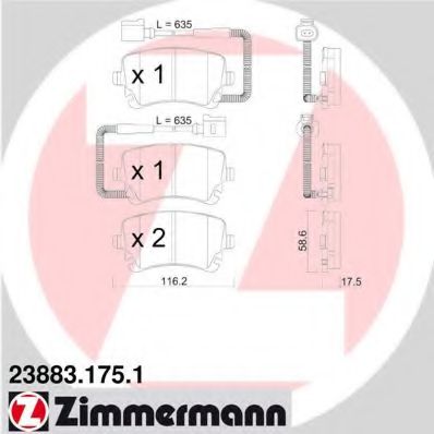 ZIMMERMANN - 23883.175.1 - Гальмівні колодки зад. Audi A4/VW Phaeton 02-