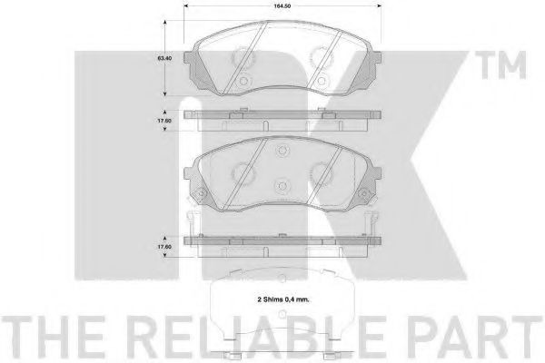 К-кт перед. гальм. колодок Hyundai H-1 2.5CRDI 01-08/Kia Carniva 06-