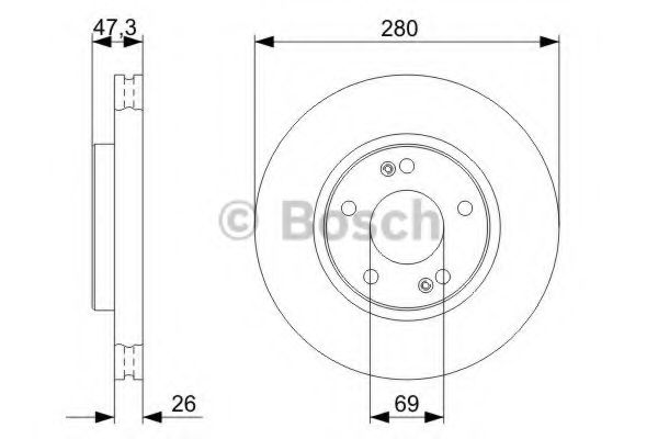 BOSCH - 0 986 479 368 - Диск гальмівний перед. Hyunday Tucson 2.0I,2.7I,2.0CRDI  04.06-,Kia Sportage III