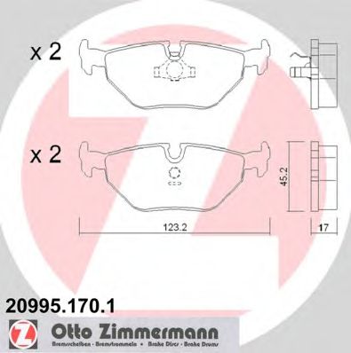 ZIMMERMANN - 20995.170.1 - Гальмівні колодки зад. дискові BMW 518i/518i Touring/520i/520i Touring/524d/525d/525d Touring