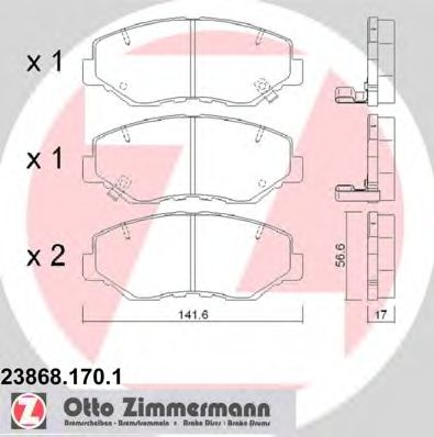 ZIMMERMANN - 23868.170.1 - Колодки гальмівні дискові