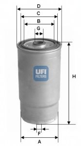 UFI - 24.012.00 - Фільтр паливний HYUNDAI ACCENT III 1.5 CRDi 06- (вир-во UFI)