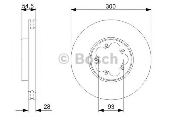 BOSCH - 0 986 479 307 - Диск гальмівний перед. Ford Transit 330/350 (300X28)  06-