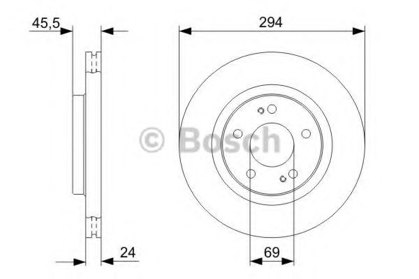 BOSCH - 0 986 479 372 - Диск гальмівний перед. Mitsubishi Outlander 2.0/2.4i 03>,3.0i16V/2.0TDi16V 06>