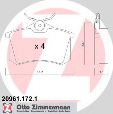 ZIMMERMANN - 20961.172.1 - Гальмiвнi колодки дисковi