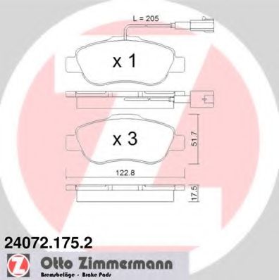 ZIMMERMANN - 24072.175.2 - Колодки гальмівні дискові
