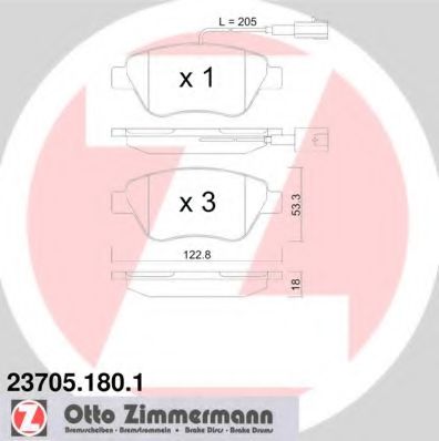 ZIMMERMANN - 23705.180.1 - Колодки гальмівні дискові