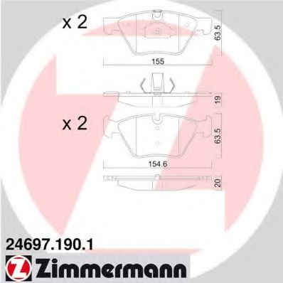 ZIMMERMANN - 24697.190.1 - Гальмівні колодки перед. BMW 5 (F10, F11, F18) 2.0/3.0 10-