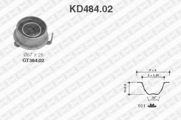 SNR - KD484.02 - К-т паска ГРМ Hyundai Getz,  i10 1.1 02-13