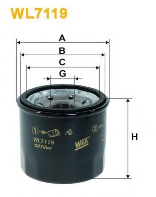 WIX FILTERS - WL7119 - Фільтр масла Chery QQ/Daihatsu Charade 1.0 Diesel 87-