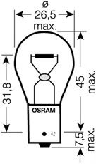 OSRAM - 7507DC-02B - (к-кт 2шт) Лампа PY21W 12V 21W BAU15S Diadem Chrome