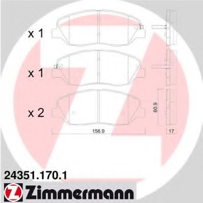 ZIMMERMANN - 24351.170.1 - Колодки гальмівні дискові