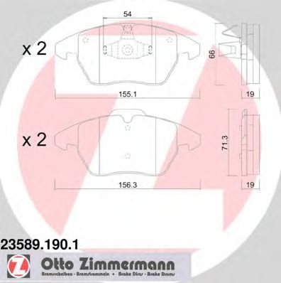 ZIMMERMANN - 23589.190.1 - Колодки гальмівні дискові передні, комплект