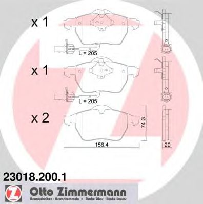 ZIMMERMANN - 23018.200.1 - Гальмівні колодки дискові перед. Audi A6 1.8-2.8 97- VW Passat Skoda