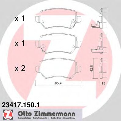 ZIMMERMANN - 23417.150.1 - Гальмівнi колодки дисковi зад. Opel Astra G 98-, Meriva 03-