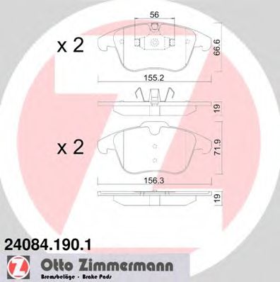 ZIMMERMANN - 24084.190.1 - Гальмiвнi колодки дисковi