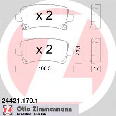 ZIMMERMANN - 24421.170.1 - колодки гальмівні дискові, к-кт