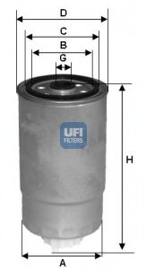 UFI - 24.351.01 - Фільтр паливний FIAT DUCATO 1.9-2.8 D, TD -02, BRAVO 1.9 TD -99 (вир-во UFI)