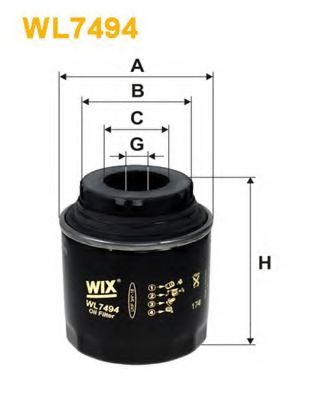 WIX FILTERS - WL7494 - Фильтр масляный AUDI, SEAT, SKODA, VW (пр-во WIX-Filtron)