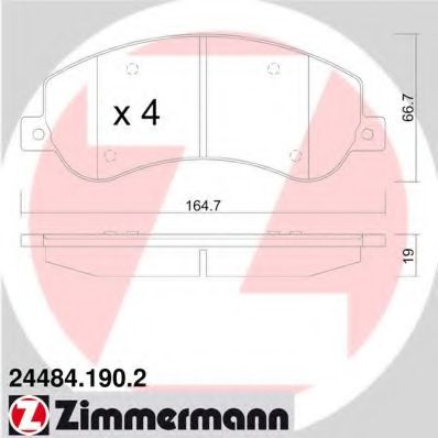 ZIMMERMANN - 24484.190.2 - Гальмівні колодки дискові перед. Ford Transit 2,2-2,4 TDCI 06-