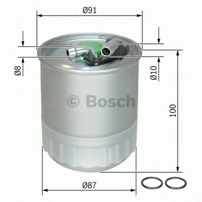BOSCH - F 026 402 056 - Фiльтр паливний (h=100 mm) (з отвором для датчика води)DB W169/204/211 Sprinter/Vito/Viano