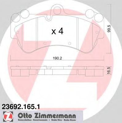 ZIMMERMANN - 23692.165.1 - Гальмівні колодки перед VW Touareg/Porsche Cayenne