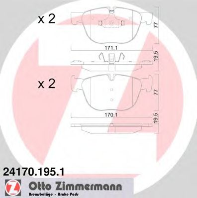 ZIMMERMANN - 24170.195.1 - Гальмiвнi колодки дискові перед. BMW E70, E71 BMW X5 3.0 d  07-