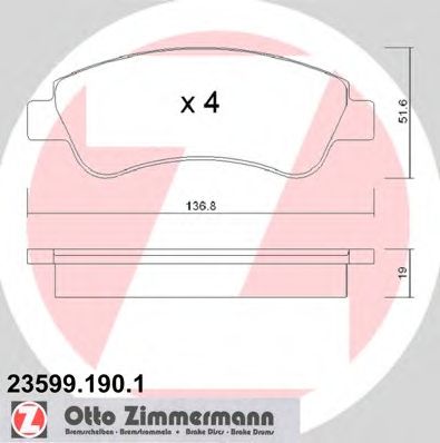 ZIMMERMANN - 23599.190.1 - Колодки гальмівні дискові
