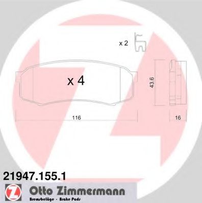 ZIMMERMANN - 21947.155.1 - Гальмiвнi колодки дискові зад. Toyota Land Cruiser 3.0 03-