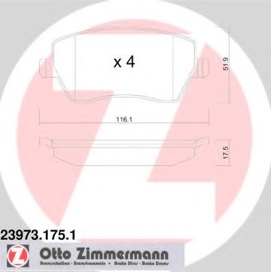ZIMMERMANN - 23973.175.1 - Гальмівні колодки перед Nissan Micra/Note/Tiida/Re