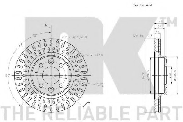 NK - 203996 - Гальмівний диск перед. вент.Dacia Logan ll MCV , Sandero Renault Clio 12 - >