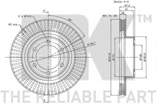 NK - 204598 - Диск гальмівний перед. Toyota Land Cruiser 3.0-4.0 03-