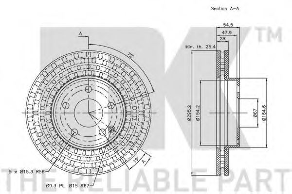 NK - 313359 - Диск гальмівний перед. MB W211 2.0/2.4/2.2CDI/2.7CDI 02-